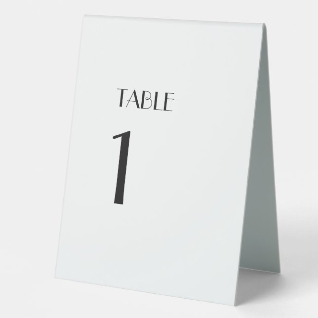 Minimalist Modern Art Deco Table Number Tent Sign (Front)