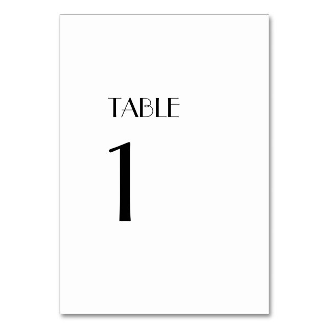 Minimalist Modern Art Deco Table Numbers Sign (Front)