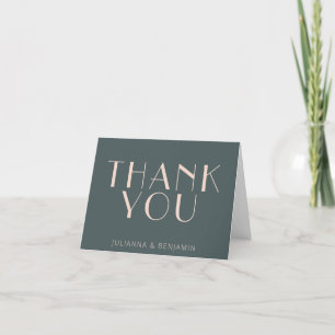 Minimalist Modern Art Deco Teal Personalised  Thank You Card