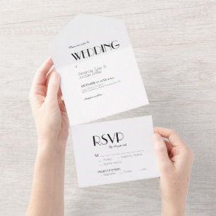 Minimalist Modern Art Deco Wedding All In One Invitation