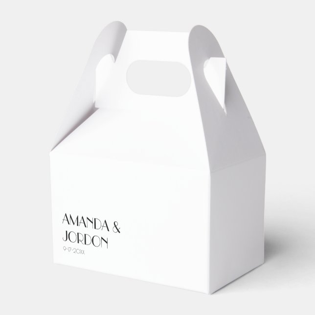 Minimalist Modern Art Deco Wedding Gable Favour Bo Box (Front Side)