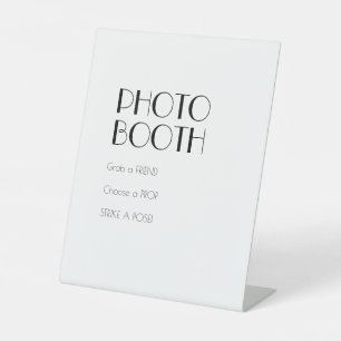Minimalist Modern Art Deco Wedding Photo Booth Pedestal Sign