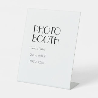 Minimalist Modern Art Deco Wedding Photo Booth Pedestal Sign