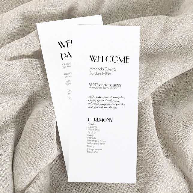 Minimalist Modern Art Deco Wedding Programme (Creator Uploaded)