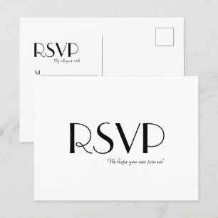 Minimalist Modern Art Deco Wedding RSVP Postcard