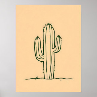 Minimalist Modern Art.Desert Oasis Line Art Poster