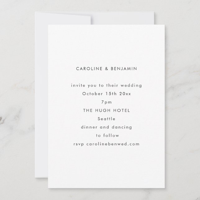 Minimalist Modern Autumn Black White Wedding Invitation (Front)