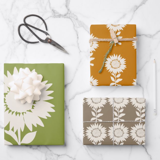 Minimalist Modern  Autumn Colours Sunflowers   Wrapping Paper Sheet (Front)