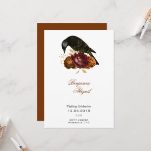 Minimalist Modern Autumn Rose Gothic Raven Invitation