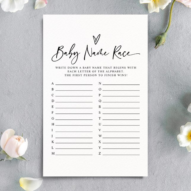 Minimalist Modern Baby Name Race Baby Shower Game  (Creator Uploaded)