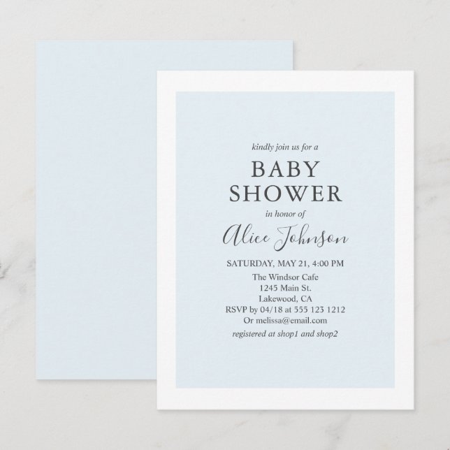 Minimalist Modern Baby Shower Invitation Postcard (Front/Back)