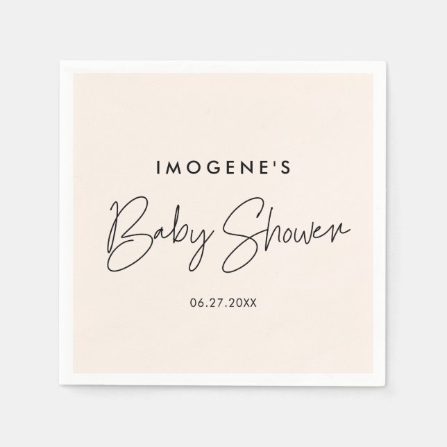 Minimalist modern Baby shower Napkin (Front)
