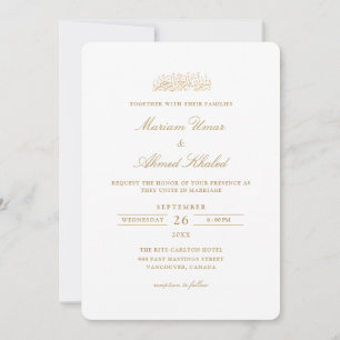 Minimalist Modern Basic Gold Script Muslim Wedding Invitation