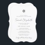 Minimalist Modern Bat Mitzvah Star of David Invitation<br><div class="desc">Design is composed of sans serif typography and playful cursive script typography on a simple background. 

Available here:
http://www.zazzle.com/store/selectpartysupplies</div>