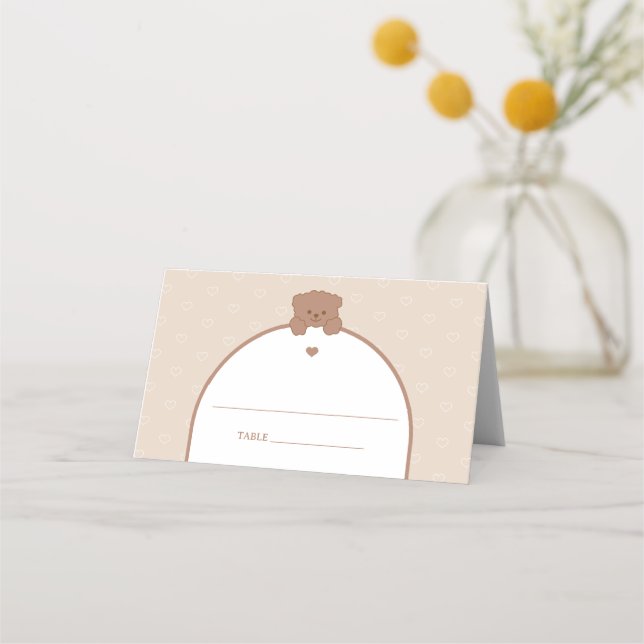 Minimalist Modern Bear Baby Shower Place Card (Front)
