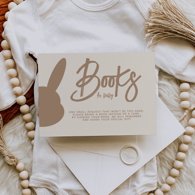 Minimalist Modern Beige Baby Shower books for baby Enclosure Card (Creator Uploaded)