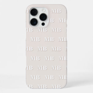 Minimalist Modern Beige Initial Pattern Monogram iPhone 16 Pro Max Case
