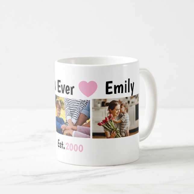 Minimalist Modern Best Mum Ever Collage Pink Coffee Mug (Front Right)