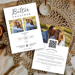 Minimalist Modern Better Together Quote 3 Photos Save The Date