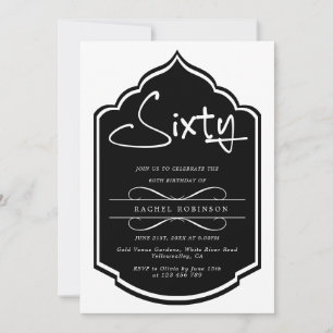 Minimalist Modern Black 60th Birthday Party Invitation