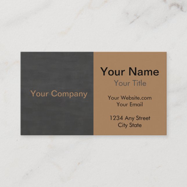 Minimalist Modern Black  and Tan Business Card (Front)