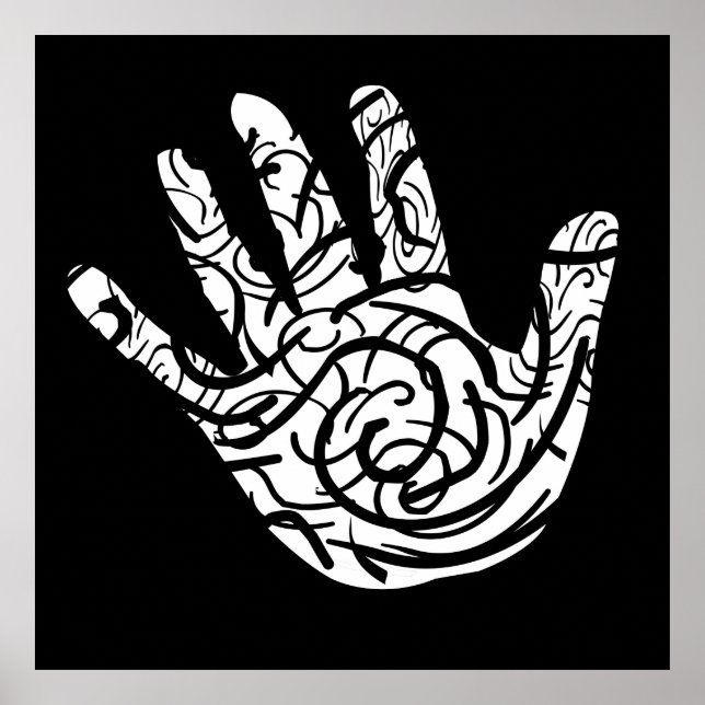 Minimalist Modern Black and White Abstract art Poster (Front)