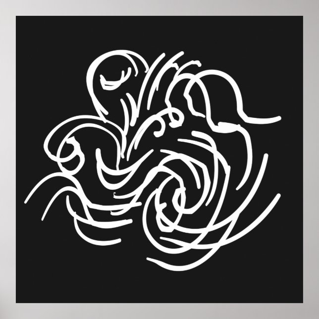 Minimalist Modern Black and White Abstract art Poster (Front)