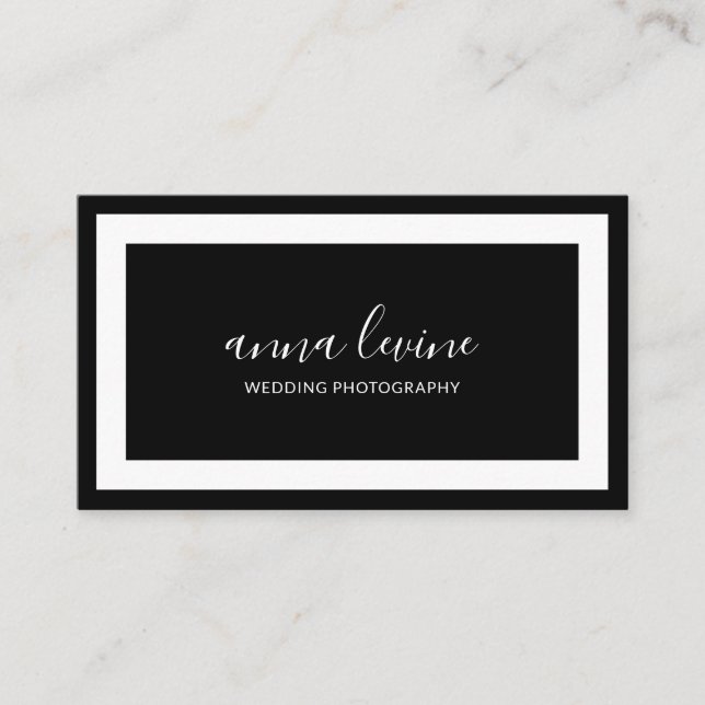 Minimalist Modern Black and White Border Business Card (Front)