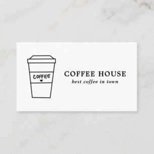 Minimalist Modern Black and White Cute Coffee Cup  Business Card
