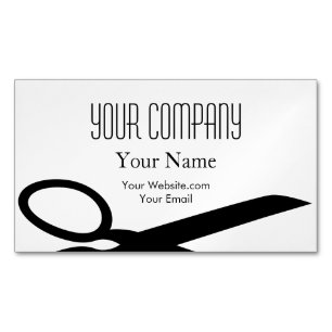 Minimalist Modern Black and White Hair Stylist, Magnetic Business Card