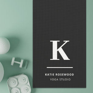 Minimalist Modern Black and White Monogram Yoga Mat