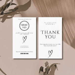 Minimalist Modern black and white order thank you Business Card