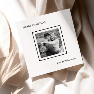 Minimalist Modern Black and White Photo Christmas Holiday Card