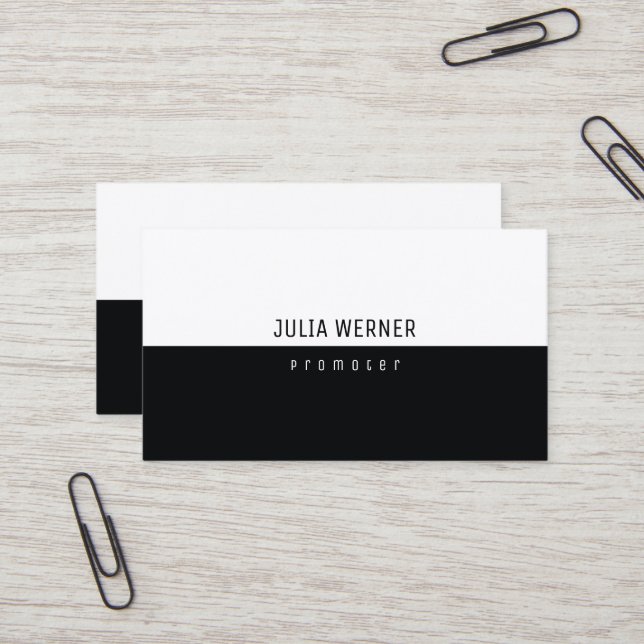 Minimalist Modern black and white promoter Business Card (Front/Back In Situ)