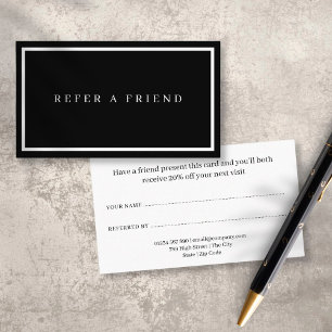 Minimalist Modern Black and White Referral Card