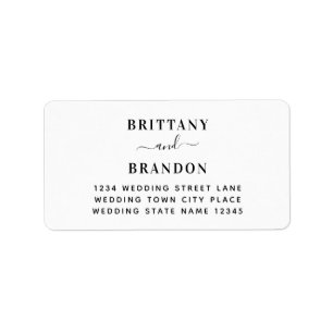 Minimalist Modern Black and White Wedding Address Label