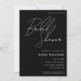 Minimalist Modern Black Bridal Shower Invitation