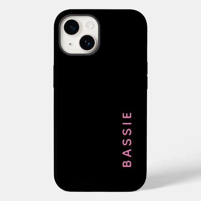 Minimalist modern black custom name Case-Mate iPhone case (Back)