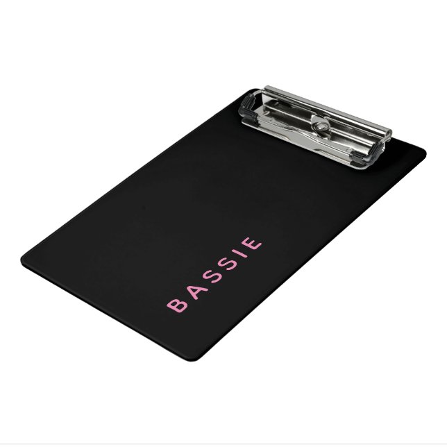 Minimalist modern black custom name mini clipboard (Angled3)