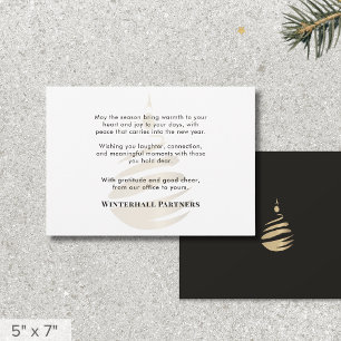 Minimalist Modern Black Gold Ornament Business Holiday Card