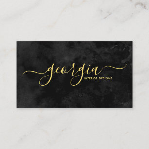 Minimalist Modern Black & Gold Signature Business Card