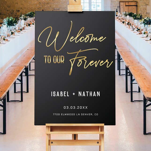Minimalist Modern Black Gold Wedding Welcome Sign (Creator Uploaded)