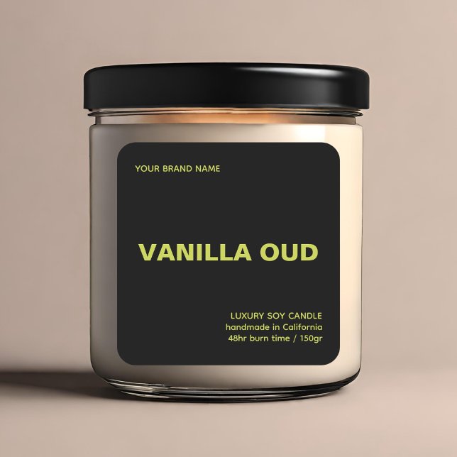 Minimalist modern black green luxury candle  square sticker (Creator Uploaded)