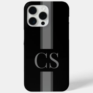 Minimalist Modern Black Initial Monogram iPhone 15 Pro Max Case