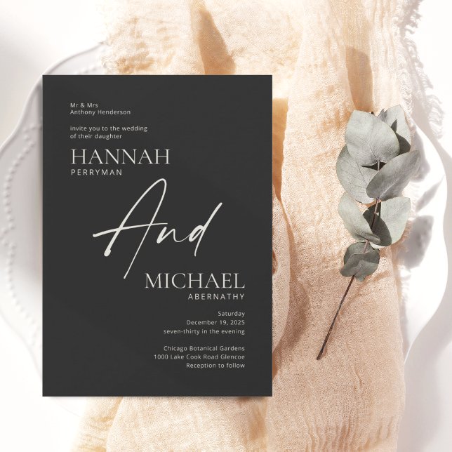 Minimalist Modern Black Ivory Invitation (Creator Uploaded)