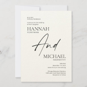 Minimalist Modern Black Ivory Invitation