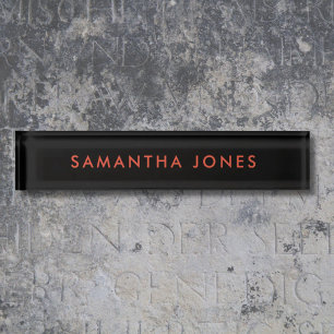 Minimalist Modern Black Red Gothic Nameplate