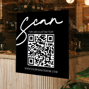 Minimalist Modern Black Scan Here Business QR Code Window Cling