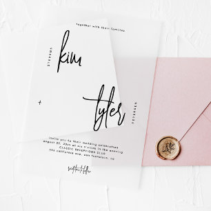 Minimalist modern black script clear wedding acrylic invitations