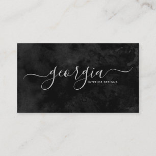 Minimalist Modern Black & Silver Signature Business Card